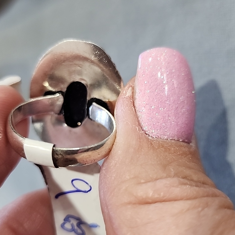 Black Sand Stone Sterling Silver Ring - Picture 4 of 4